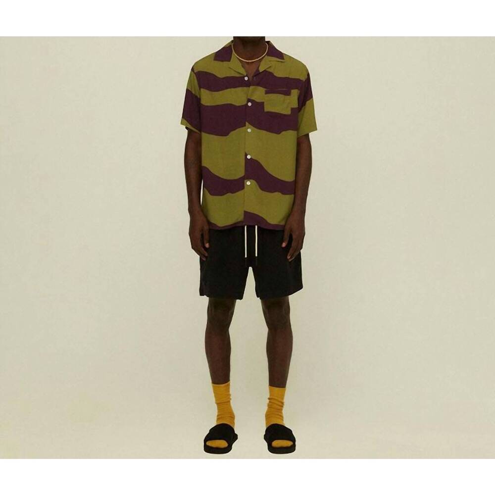 NEW OAS dusky dune short sleeve shirt in green, purple